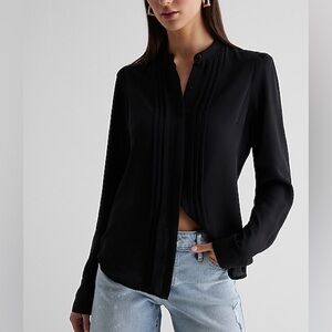 Express black pleated front portofino shirt US L